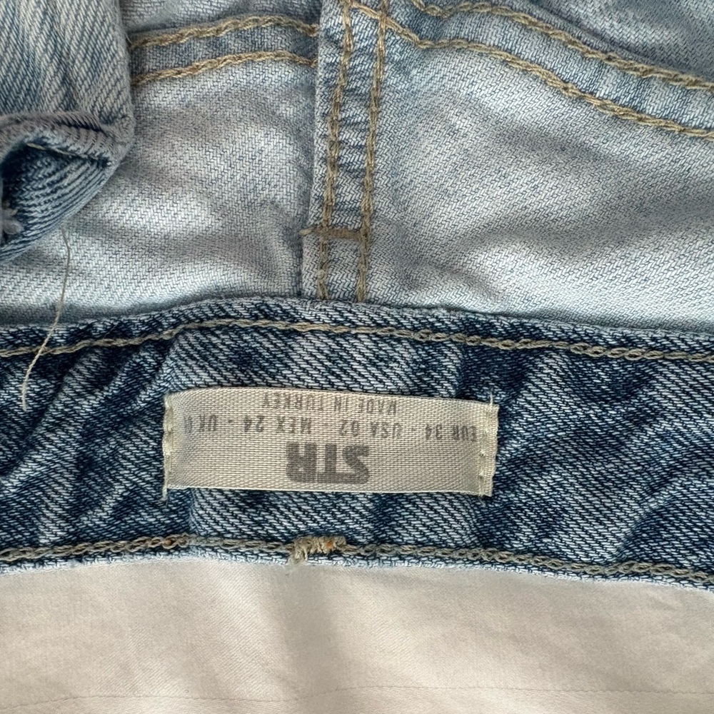 stradivarius Light Blue Denim Cutoff Shorts